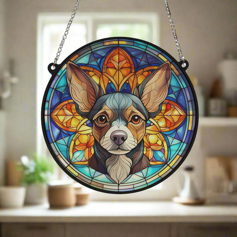Chihuahua Black Stained Glass Effect Suncatcher